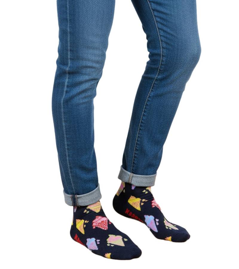 1 Paar Happy Socks Ice Cream Herren Crew-Socken mit Allover Eiscreme-Print Socken Alltags-Strümpfe P000724 Schwarz/Bunt von Happy Socks