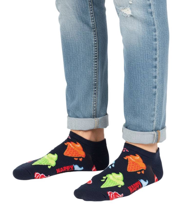 1 Paar Happy Socks Ice Cream Low Herren oder Damen Sneaker-Socken mit Allover Eiscreme-Print Socken Alltags-Strümpfe P000956 Schwarz/Bunt von Happy Socks