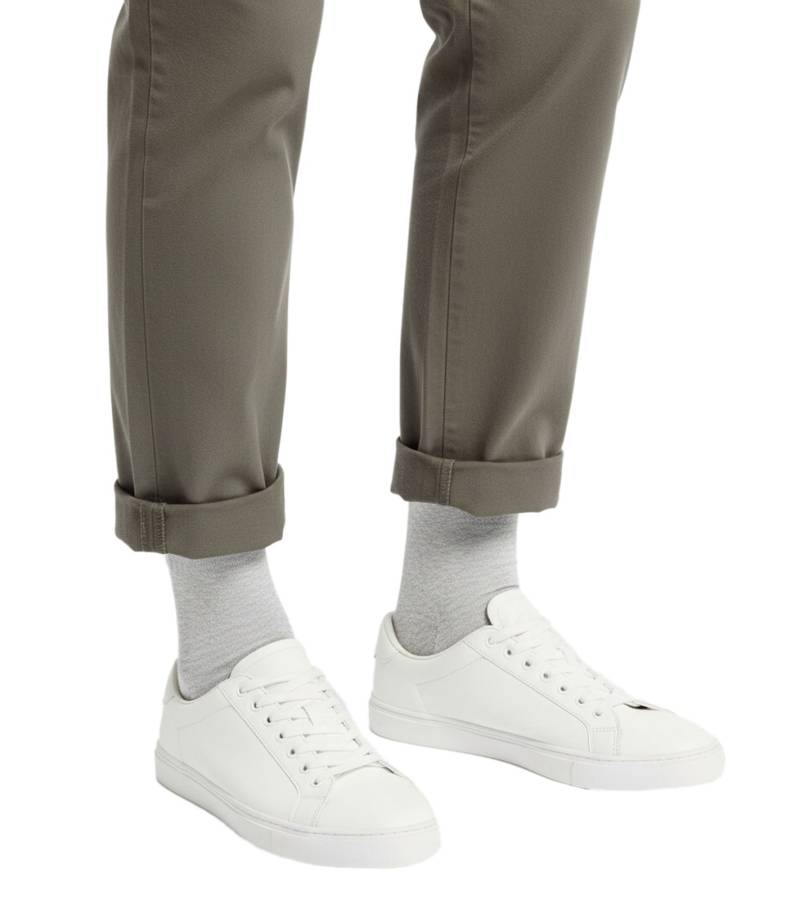 1 Paar Happy Socks Solid Herren Crew-Socken Bio-Baumwoll-Socken mit Schriftzug- und Logo-Print Alltags-Strümpfe P001007 Grau/Rot von Happy Socks