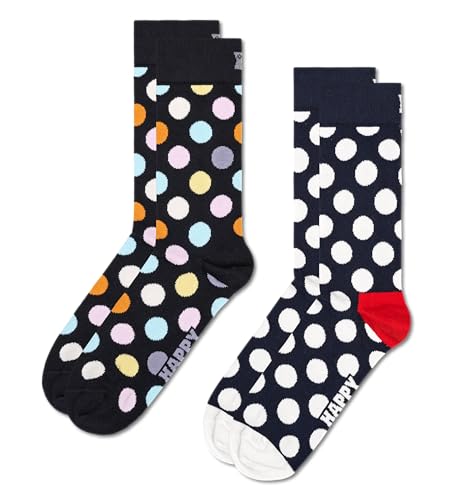 Happy Socks Unisex 2-pack Classic Big Dot, Schwarz, 41-46 EU von Happy Socks