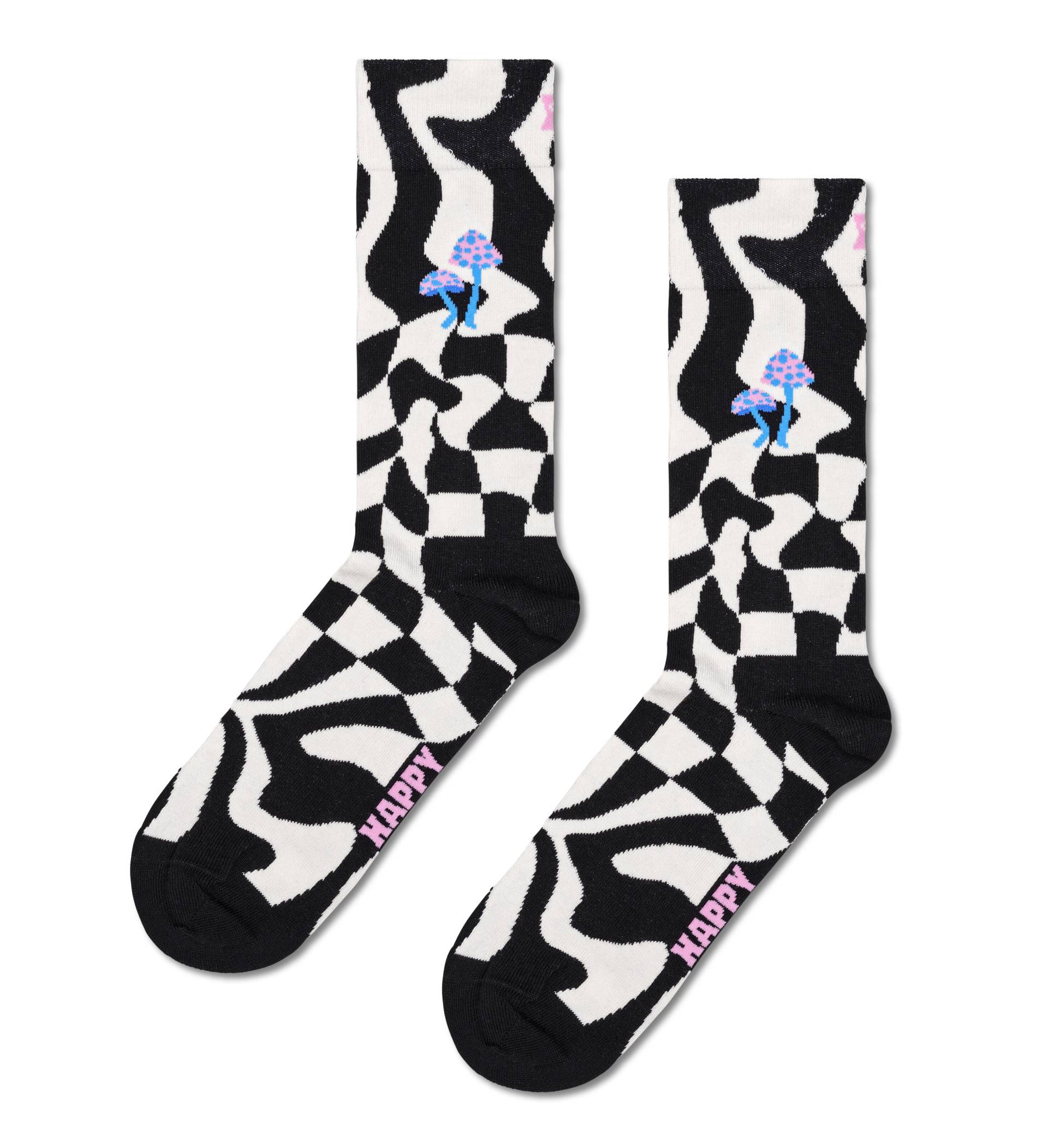Distorted Check Sock Schwarz - Gr. - 43.5 von Happy Socks