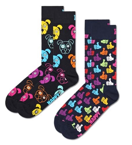 Happy Socks Unisex 2-Pack Classic Dog Socken, Mehrfarbig, 36-40 (2er Pack) von Happy Socks