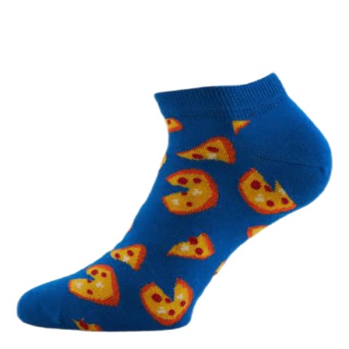 Happy Socks 2-Pack Junk Food Low Sock, farbenfrohe und verspielte, Socken für Männer und Frauen, Blau-Schwarz-Orange (36-40) von Happy Socks