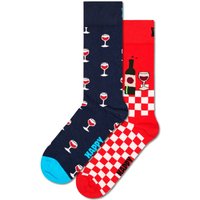 Happy Socks 2er Pack Socken mit Weinglas-Motiven und Stretchanteil, X-Mas Edition in 46 von Happy Socks