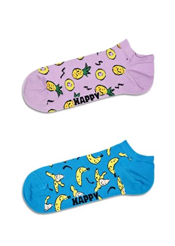 Happy Socks 2er Pack niedrige bananen Socken, gestreifte bunte Baumwolle Socken Geschenkbox für Damen und Herren von Happy Socks