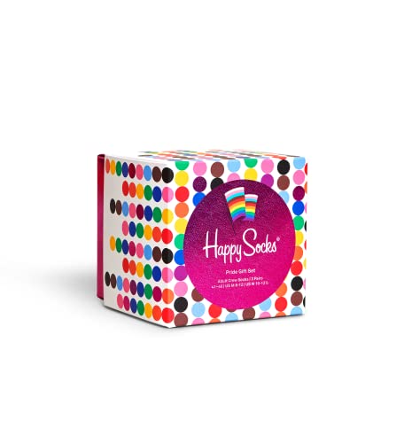 Happy Socks 3 Paare Pride Socken Geschenk Box, Farbenfroh Glitter, LGBTQ Rainbow Flag, Gay Parade, Unisex, Größe 36-40 von Happy Socks