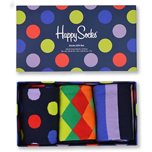 Happy Socks 3er Pack Sonderangebot Gemusterte Lustige Socken Geschenkbox Baumwolle für Damen & Herren, 41-46 von Happy Socks