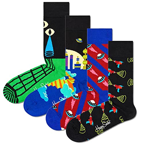 Happy Socks 4er-Pack Into The Park Socks Set, bunte und fröhliche Socken für Damen und Herren, Grün, 4 Paar HS473 von Happy Socks