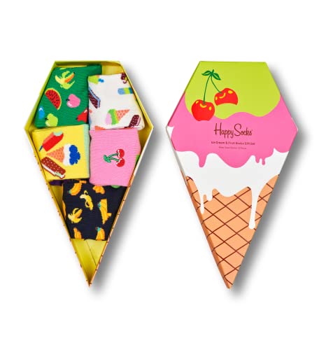 Happy Socks 5-Pack Ice Cream & Fruits Set, farbenfrohe und fröhliche, Socken für Kinder, Mehrfarbig (12-24M) von Happy Socks