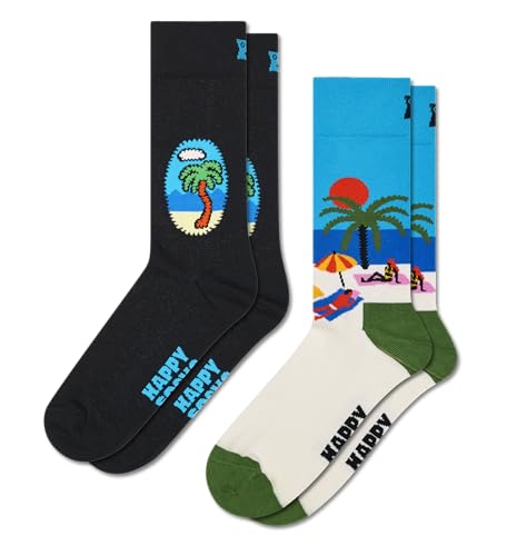 Happy Socks Amazon Exclusive Style – 2er-Pack nachhaltiger Crew-Socken im ultimativen Urlaubsstil für Männer und Frauen – Größe 36–40 von Happy Socks