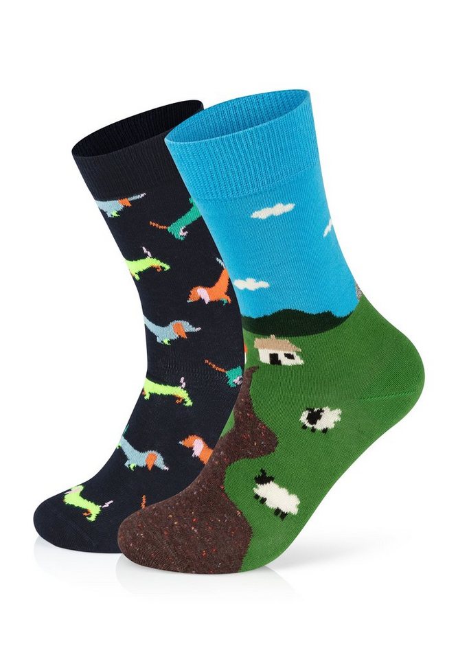 Happy Socks Basicsocken 2-Pack Little House On The Moorland-Puppy Love gekämmte Baumwolle von Happy Socks