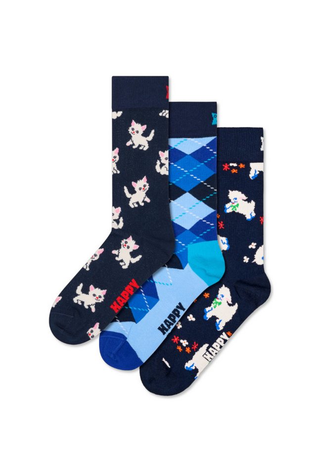 Happy Socks Basicsocken 3-Pack Animal Blue Socks Gift Set Verstärkte Ferse, besserer Halt von Happy Socks