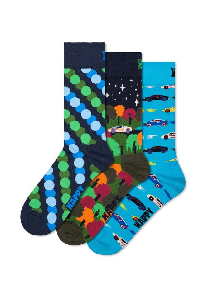 Happy Socks Basicsocken 3-Pack Car Socks Verstärkte Ferse, besserer Halt von Happy Socks
