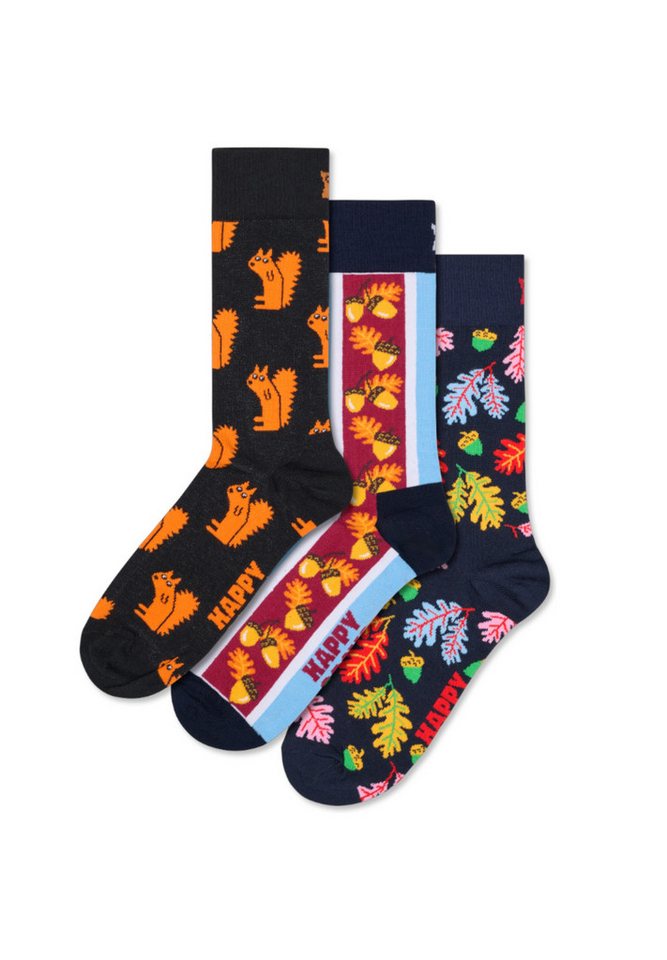 Happy Socks Basicsocken 3-Pack Fall Socks Gift Set Verstärkte Ferse, besserer Halt von Happy Socks