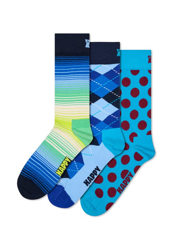 Happy Socks Basicsocken 3-Pack Geometric Socks Verstärkte Ferse, besserer Halt von Happy Socks