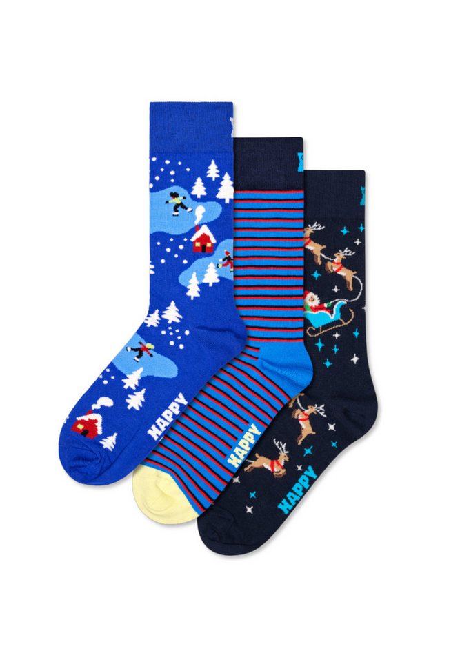 Happy Socks Basicsocken 3-Pack Holiday Navy Socks Gift Set Verstärkte Ferse, besserer Halt von Happy Socks