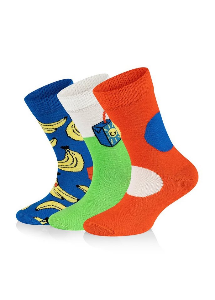 Happy Socks Basicsocken 3-Pack Kids Banana Sock aus nachhaltiger Baumwolle von Happy Socks