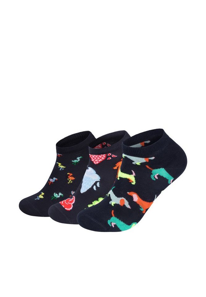 Happy Socks Basicsocken 3-Pack Low Ice Cream-Flamingo-Puppy Love Socks Aus weicher Baumwolle von Happy Socks