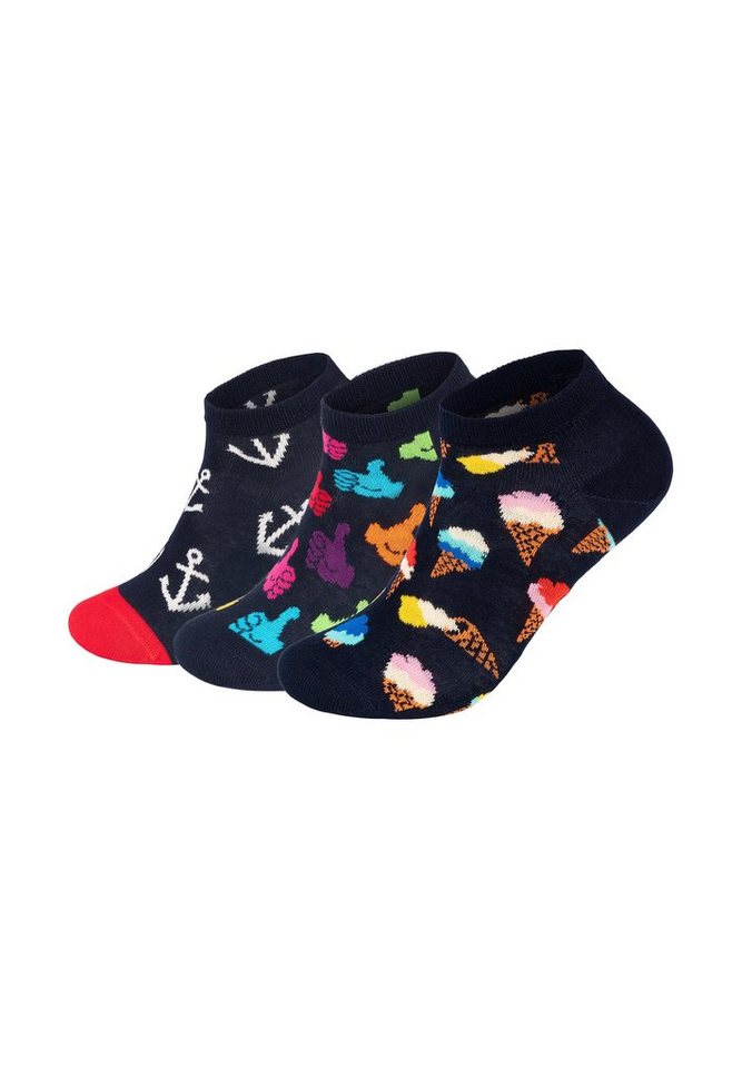 Happy Socks Basicsocken 3-Pack Low Ice cream-Anchor-Thumbs up Socks Aus weicher Baumwolle von Happy Socks