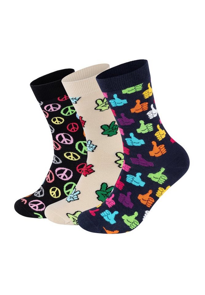 Happy Socks Basicsocken 3-Pack Peace-Victory Sign-Thumbs Up Socks Aus weicher Baumwolle von Happy Socks