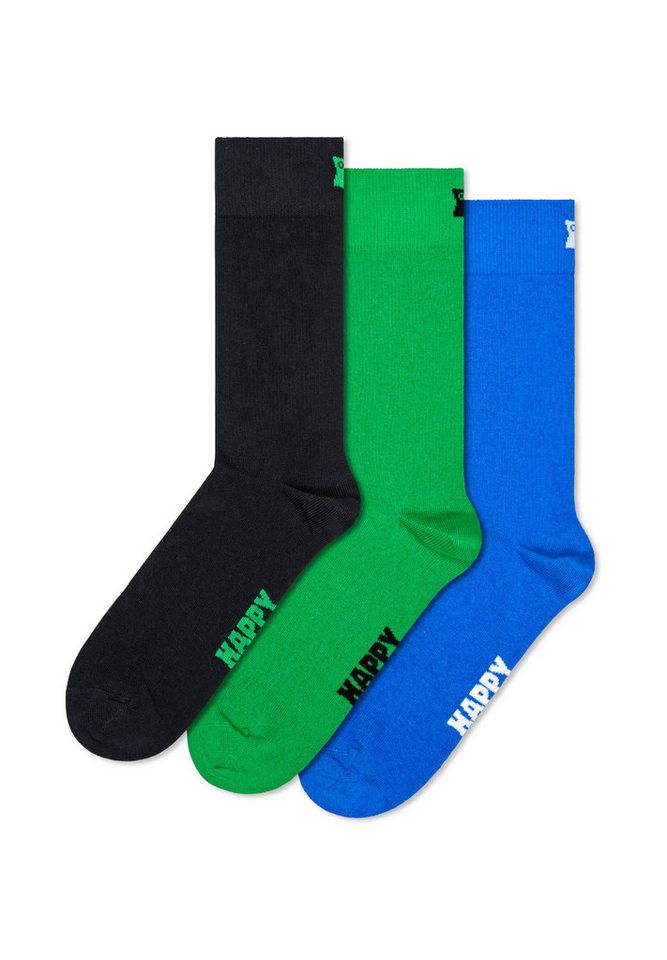 Happy Socks Basicsocken 3-Pack Solid Socks Verstärkte Ferse, besserer Halt von Happy Socks