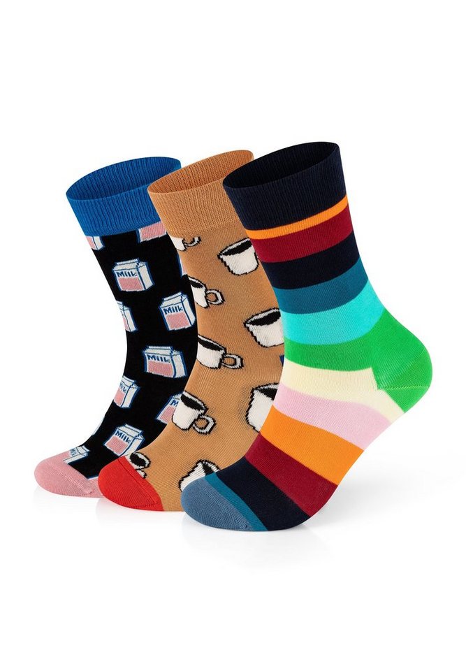 Happy Socks Basicsocken 3-Pack Stripe Tea Milk gekämmte Baumwolle von Happy Socks