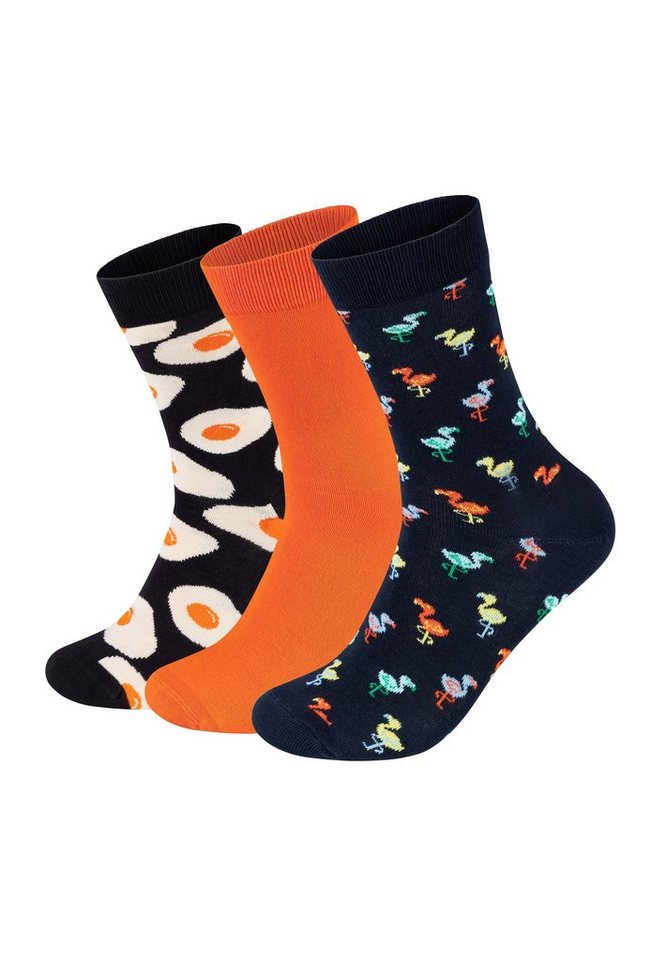 Happy Socks Basicsocken 3-Pack Sunny Side Up-Solid-Flamingo Socks Aus weicher Baumwolle von Happy Socks