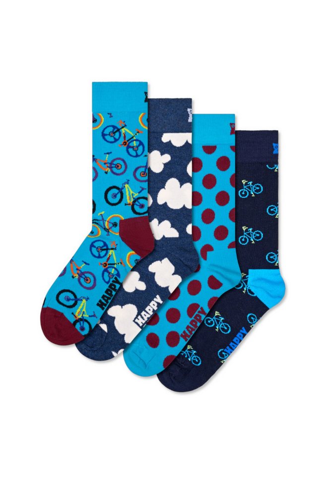 Happy Socks Basicsocken 4-Pack Bike Socks Gift Set Verstärkte Ferse, besserer Halt von Happy Socks