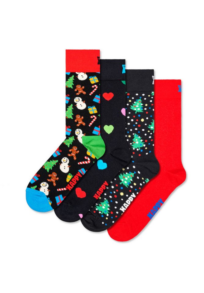 Happy Socks Basicsocken 4-Pack Christmas Socks Gift Set Verstärkte Ferse, besserer Halt von Happy Socks