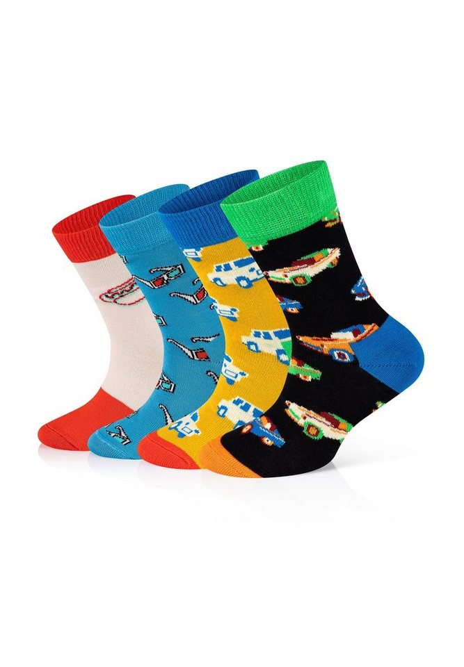 Happy Socks Basicsocken 4-Pack Kids 3D Hotdog-Car aus nachhaltiger Baumwolle von Happy Socks