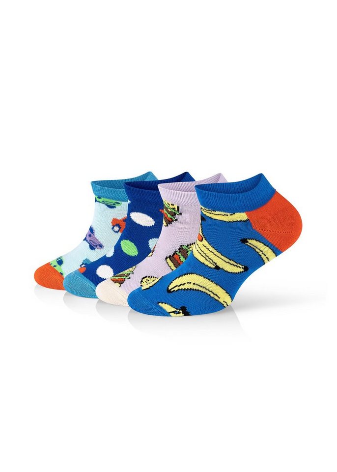 Happy Socks Sneakersocken 4-Pack Kids Low Car-Lunch Time gekämmte Baumwolle von Happy Socks