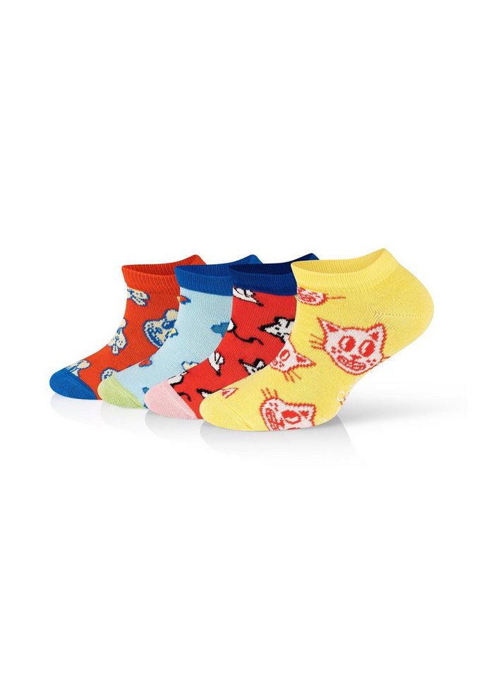 Happy Socks Sneakersocken 4-Pack Kids Low Cat-Dog gekämmte Baumwolle von Happy Socks