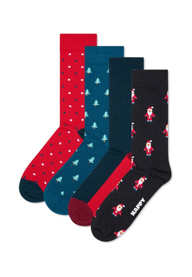 Happy Socks Basicsocken 4-Pack LITE Holiday Gift Set Verstärkte Ferse, besseren Halt von Happy Socks