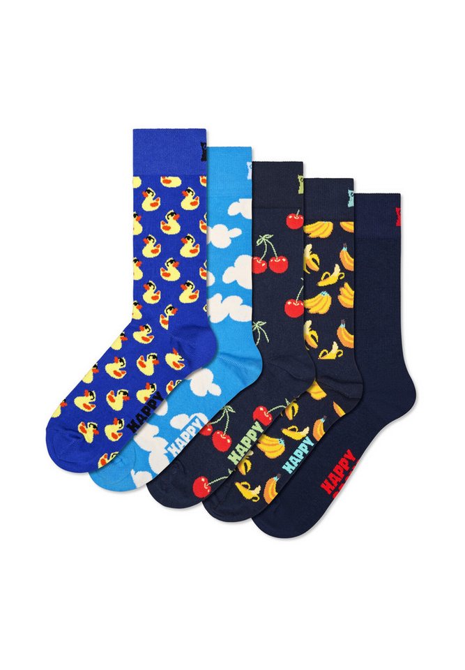 Happy Socks Basicsocken 5-Pack Classic Rubber Duck Mix Socks Verstärkte Ferse, besserer Halt von Happy Socks