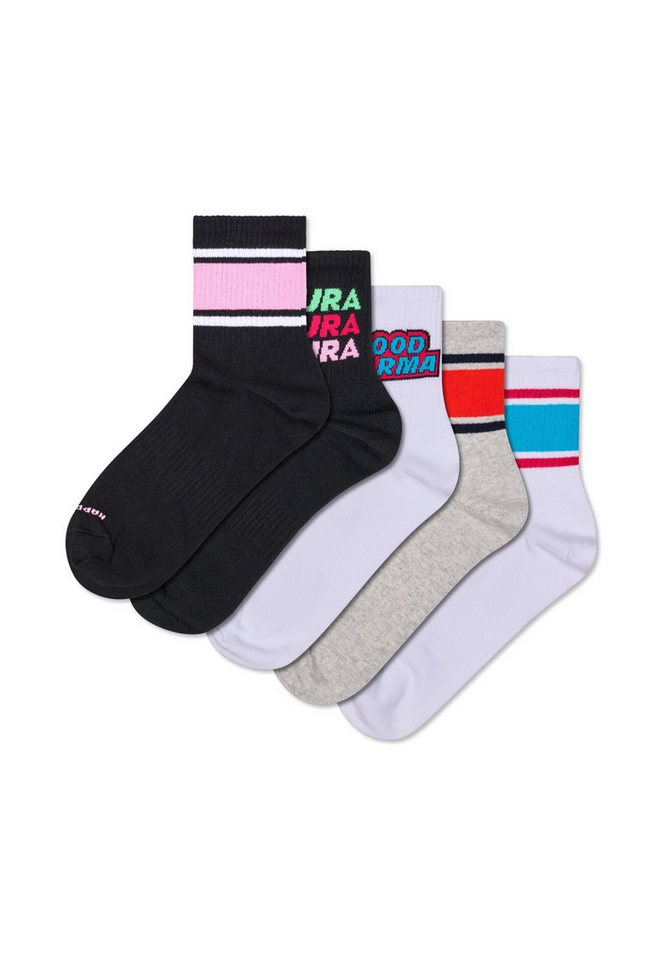 Happy Socks Basicsocken 5-Pack Simple Stripe Short Crew Sock Verstärkte Ferse, besserer Halt von Happy Socks
