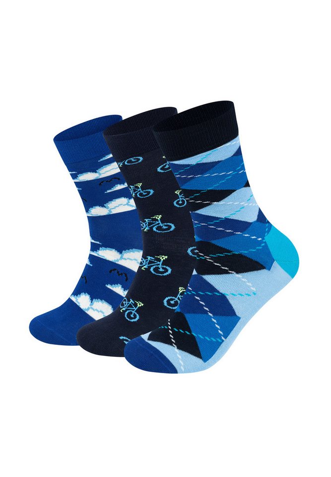 Happy Socks Basicsocken Argyle & Bike & Pixelated Cloudy Verstärkte Ferse, besseren Halt von Happy Socks