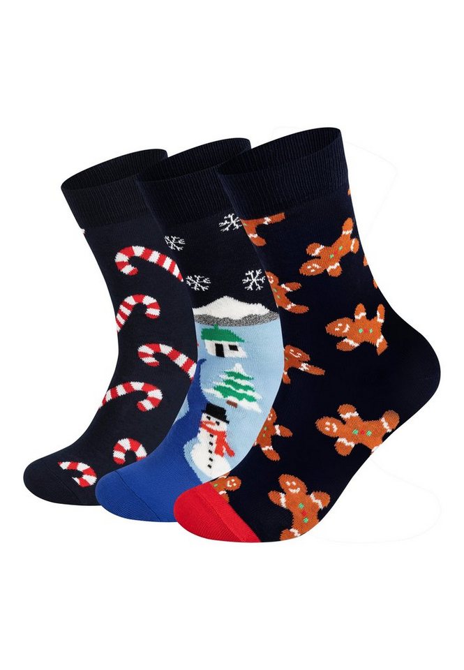 Happy Socks Basicsocken Christmas Gingerbread Man-Snowland-CandyCane Aus weicher Baumwolle von Happy Socks