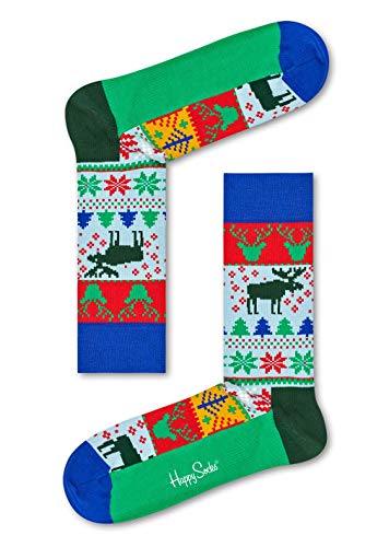 Happy Socks Damen Freizeitsocken Fair Isle Socken, Grün (Khaki 7000), One Size (Herstellergröße: 36-40) von Happy Socks