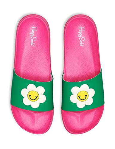 Happy Socks Damen Pool Slider Smiley Daisy Badelatschen MEDIUM PINK (3000) 36-37 von Happy Socks