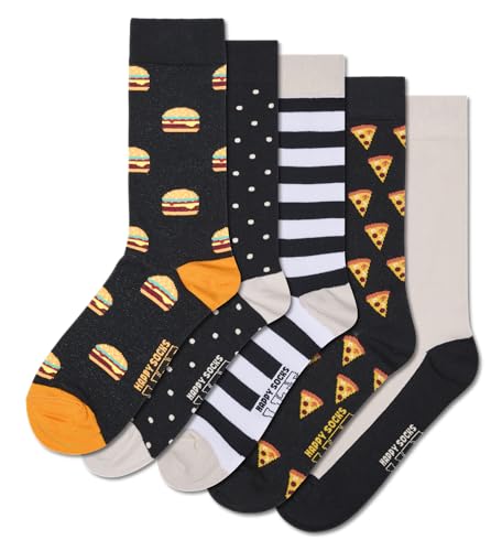 Happy Socks Everyday Basics - Crew Socken - Burger & Pizza - 5er-Pack Größe 36-40 von Happy Socks
