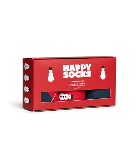 Happy Socks Everyday Basics - Crew-Socken-Geschenkset - Schneemann & Rot-Grün-Argyle - 3er-Pack, Größe 36–40 von Happy Socks