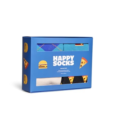 Happy Socks Everyday Basics - Crew Socken Geschenksets - Burger & Pizza - 4er-Pack - Packungsgröße 41-46 von Happy Socks