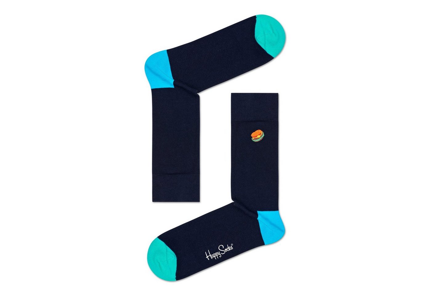 Happy Socks Freizeitsocken Unisex Paar Design Socken BEHA01-6500 Burger Dark Blue/Navy von Happy Socks