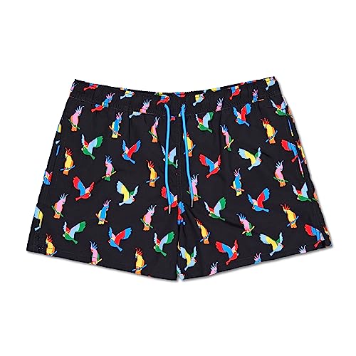 Happy Socks Herren Cockatoo Swim Short Badehose, Schwarz, L/XL von Happy Socks