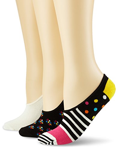 Happy Socks Herren Limer Mini Flower/Stripes & Füßlinge, Schwarz (Schwarz 9000), 41-46 (3er Pack) von Happy Socks