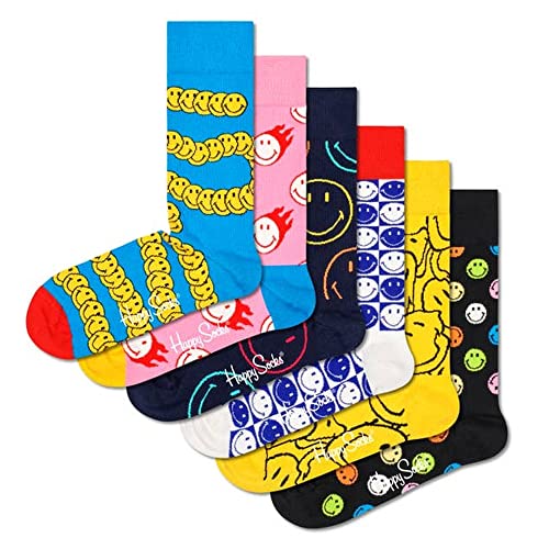Happy Socks Herren Smiley Geschenkset, 6 Stück Socken, Multi, M von Happy Socks
