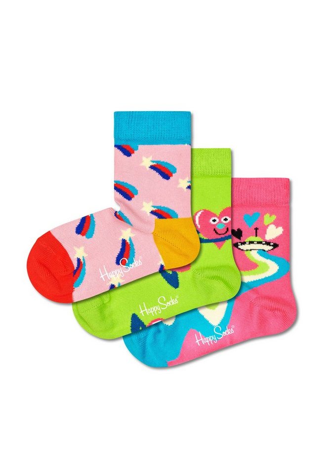 Happy Socks Langsocken Kids Hearts and Stars Geschenk Box (Spar-Set, 3-Paar) 3 Paar Socken - Baumwolle - 3 Paar bunte Socken in einer Geschenkbox von Happy Socks