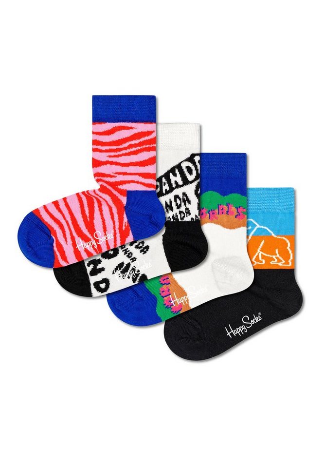 Happy Socks Langsocken Kids WWF Geschenk Box (Spar-Set, 4-Paar) 4 Paar Socken - Baumwolle - 4 Paar bunte Socken in einer Geschenkbox von Happy Socks