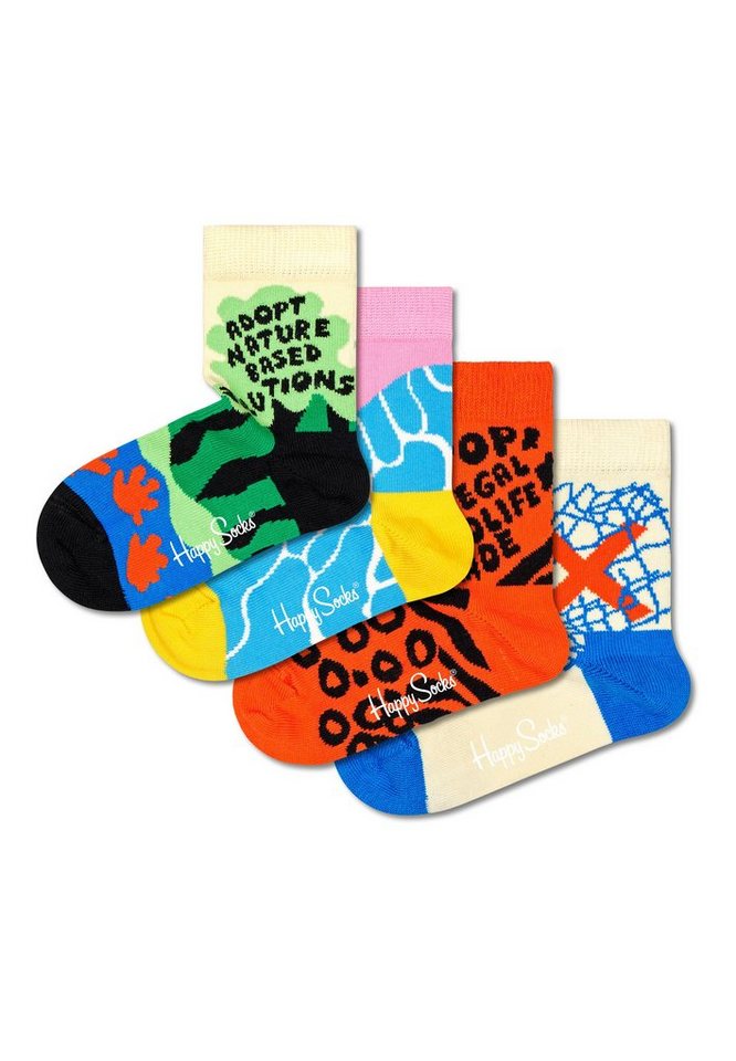 Happy Socks Langsocken Kids WWF Geschenk Box (Spar-Set, 4-Paar) 4 Paar Socken - Baumwolle - 4 Paar bunte Socken in einer Geschenkbox von Happy Socks