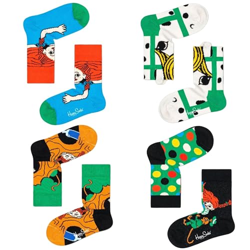 Happy Socks Pippi Longstocking Kids 4-Pack Gift Set (4-6 Jahre) von Happy Socks